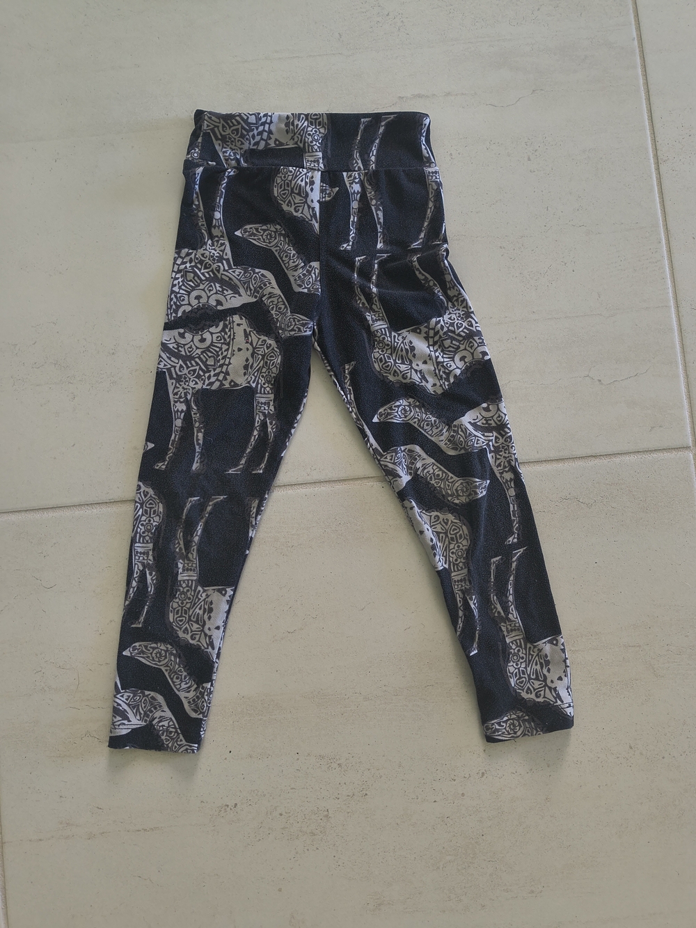 LuLaRoe Black and White Camel Print Kids Leggings